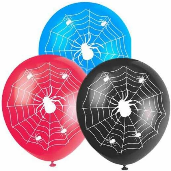 Parti Sürprizi Halloween Örümcek Ağı Baskılı Latex Balon 10 Adet ürün görseli