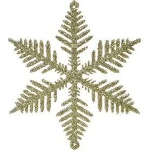 Parti Sürprizi Yılbaşı Çam Ağacı Altın Parıltılı Kar Tanesi Süs 10 cm 5 Adet ürün görseli
