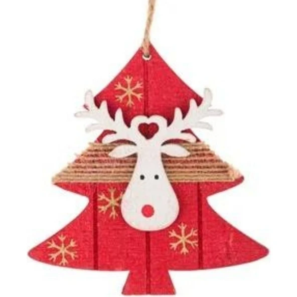 Parti Sürprizi Yılbaşı Çam Ağacı Geyik Şekilli Dekor Süs 10 cm 1 Adet ürün görseli