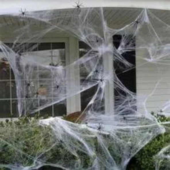 Parti Sürprizi Hallowen Cadılar Bayramı Beyaz Renk Örümcek Ağı - 1