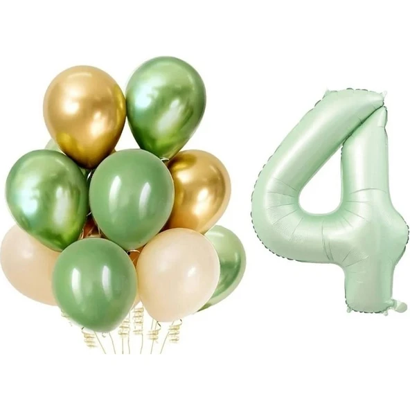 Parti Sürprizi Retro Su Yeşili 4 Yaş Latex Balon Set ürün görseli