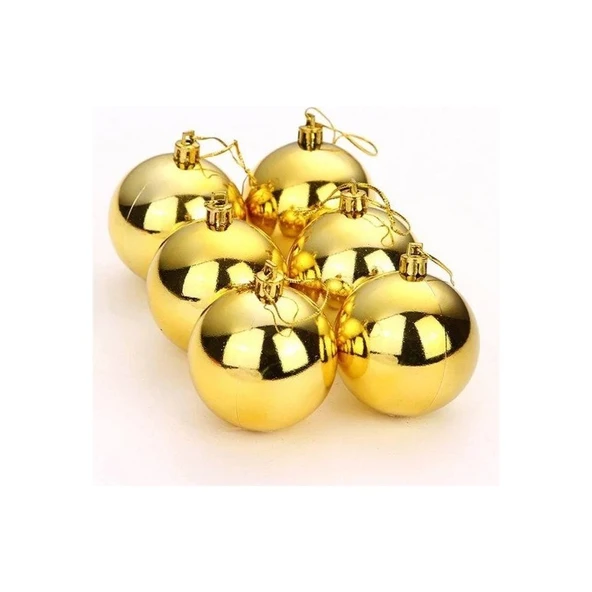 Parti Sürprizi Altın Renk Çam Ağacı 6 cm Top Süs 6 Adet ürün görseli