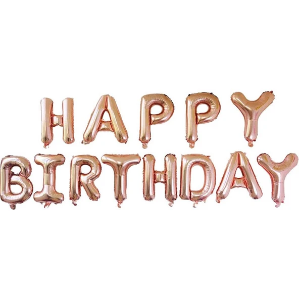 Parti Sürprizi Rose Gold Happy Birthday Folyo Balon ürün görseli