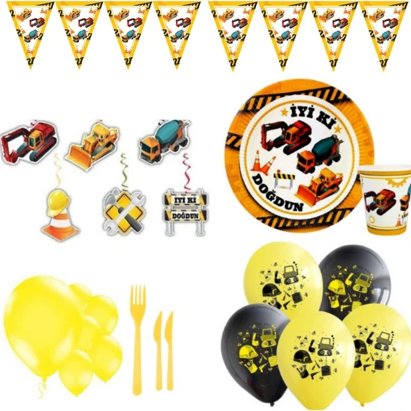 Parti Sürprizi Inşaat Teması Parti Seti 8 Kişilik ürün görseli