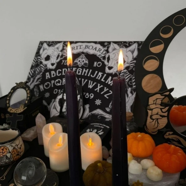 Parti Sürprizi Siyah Metalik Parlak 2 Li Şamdan Uzun Mum ürün görseli