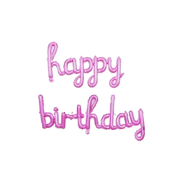 Parti Sürprizi Bebek Pembe Happy Birthday El Yazı Folyo Balon ürün görseli