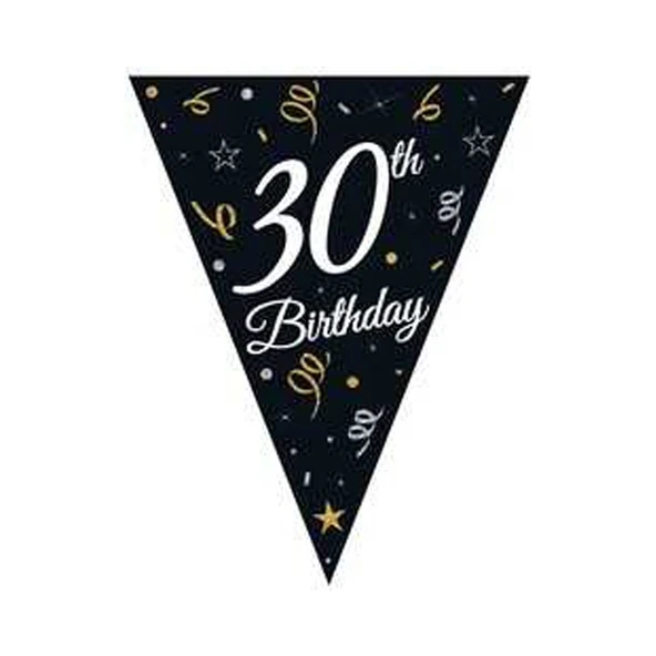 Parti Sürprizi Pırıltılı Happy Bırthday Teması 30 Yaş Bayrak Afiş ürün görseli