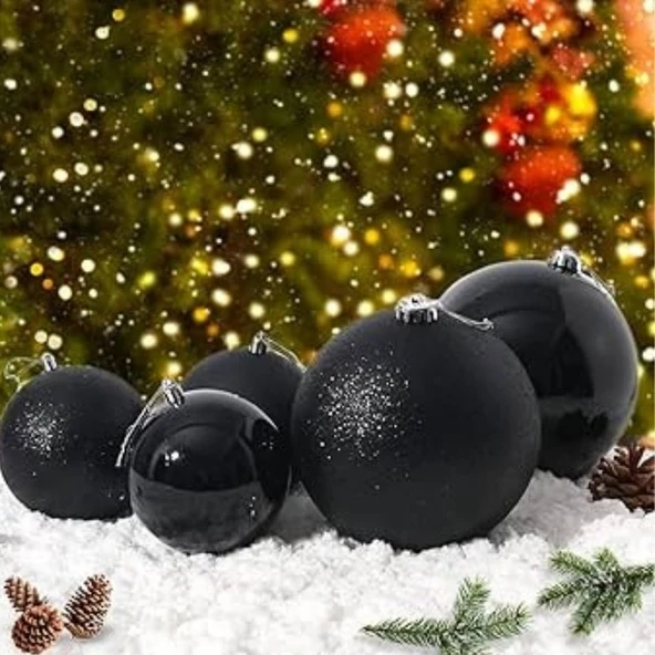 Parti Sürprizi Yılbaşı Çam Ağacı Siyah 6 cm Top Süs ürün görseli