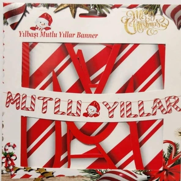 Parti Sürprizi Yılbaşı Partisi Mutlu Yıllar Kardan Adam Banner Süs ürün görseli