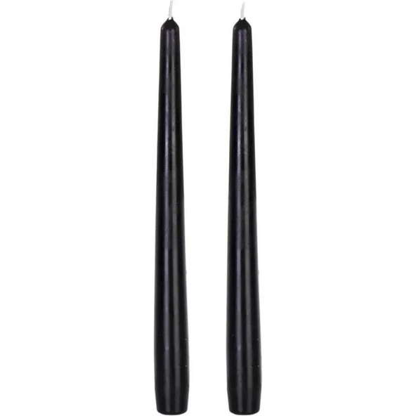 Parti Sürprizi Siyah Metalik Parlak 2 Li Şamdan Uzun Mum - Resim 2