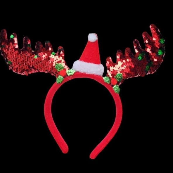 Parti Sürprizi Yılbaşı Partisi Pullu Geyik Taç 1 Adet - Resim 2
