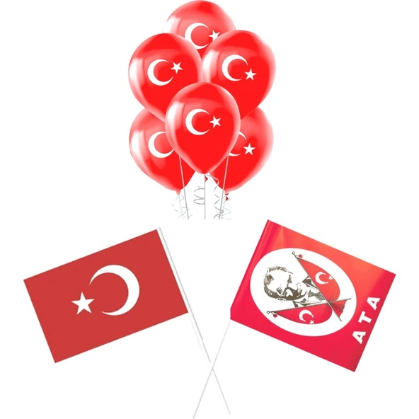 Parti Sürprizi Ay Yıldız Türk Bayrağı Balonlu Set ürün görseli