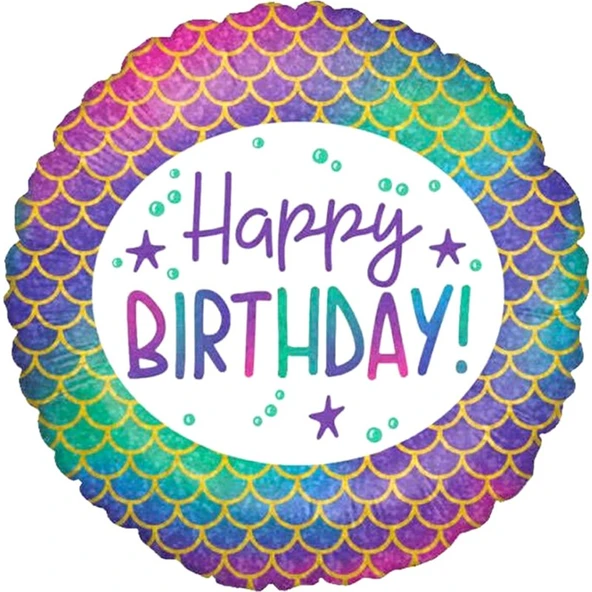 Parti Sürprizi Deniz Kızı Happy Birthday Folyo Balon ürün görseli