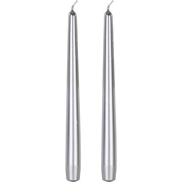 Parti Sürprizi Gümüş Metalik Parlak 2 Li Şamdan Uzun Mum ürün görseli