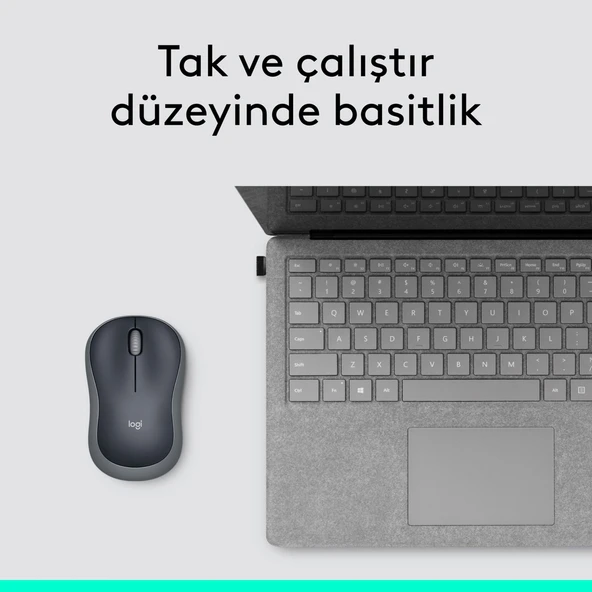 M185 USB Alıcılı Kompakt Kablosuz Mouse - Gri - 6