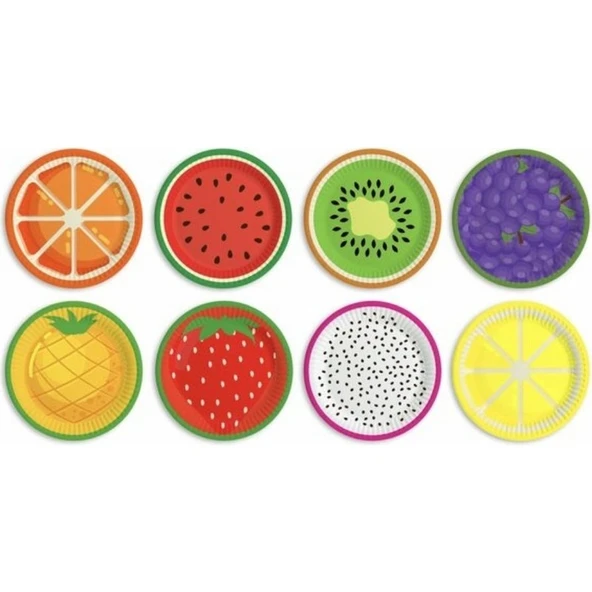 Parti Sürprizi Meyveler Teması Karton Tabak 8 Adet ürün görseli