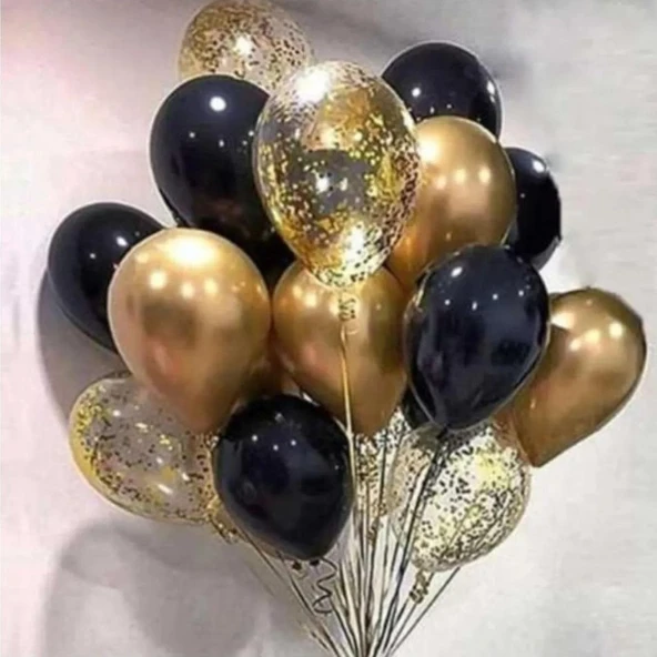 Parti Sürprizi Gece Mavisi Gold Konfetili Latex Balon Set ürün görseli