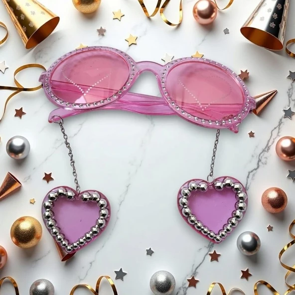 Parti Sürprizi Pembe Kalpli Parti Gözlüğü 1 Adet ürün görseli
