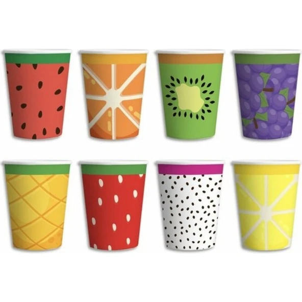 Parti Sürprizi Meyveler Teması Karton Bardak 8 Adet ürün görseli
