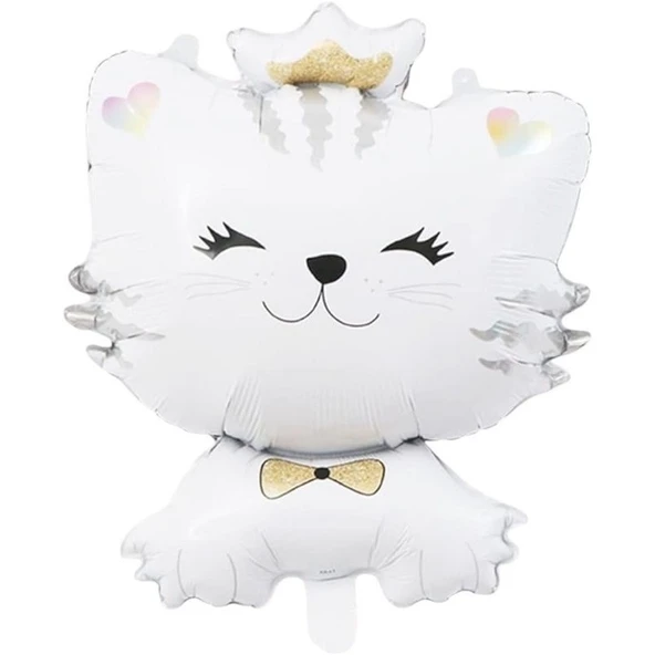 Parti Sürprizi Sevimli Beyaz Kedi Folyo Balon 1 Adet ürün görseli
