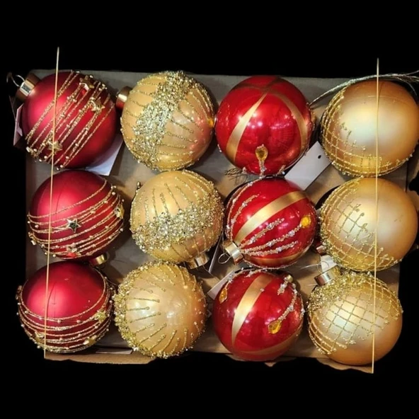 Parti Sürprizi Yılbaşı Partisi Lüx 8 cm Çam Ağacı Top Süs 6 Adet ürün görseli