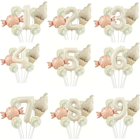 Parti Sürprizi Retro Dondurma Şeker 2 Yaş Folyo Balon Set - Resim 2