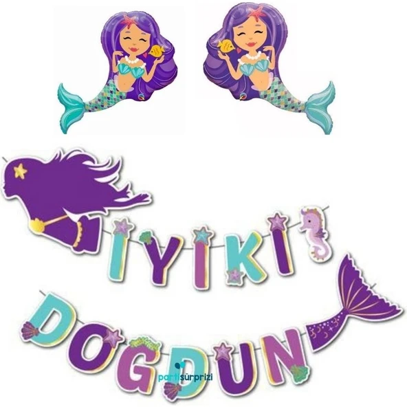 Parti Sürprizi Deniz Kızı Iyi Ki Doğdun Mini Shap Balonlu Set ürün görseli