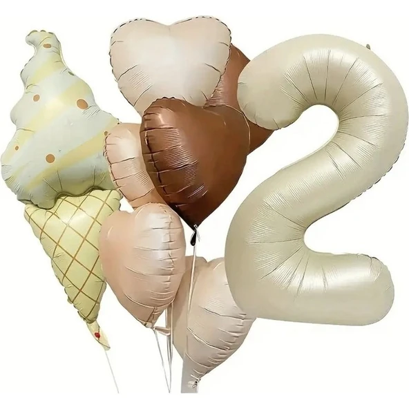 Parti Sürprizi Retro Dondurma Kalp 2 Yaş Folyo Balon Set ürün görseli