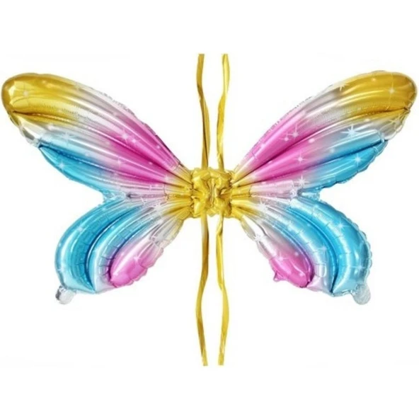 Parti Sürprizi Gökkuşağı Renkli Kelebek Folyo Balon 1 Adet ürün görseli