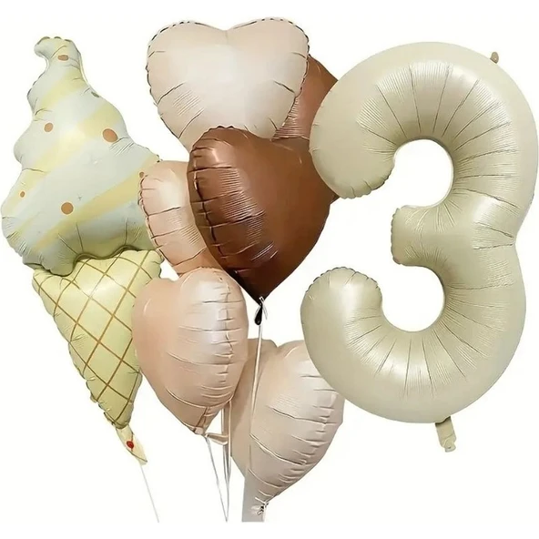 Parti Sürprizi Retro Dondurma Kalp 3 Yaş Folyo Balon Set ürün görseli