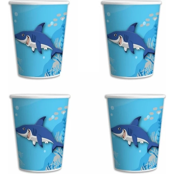 Parti Sürprizi Köpek Balığı Teması Karton Bardak 8 Adet ürün görseli