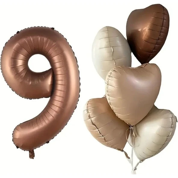 Parti Sürprizi Çikolata Karamel Kalpli 9 Yaş Folyo Balon Set ürün görseli