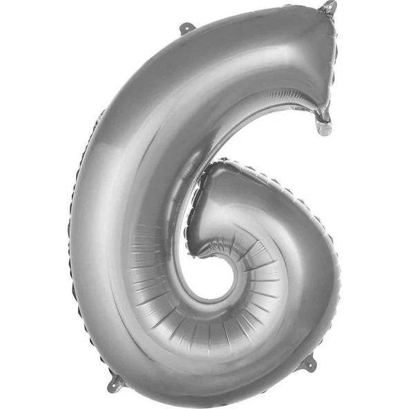 Parti Sürprizi Gümüş 6 Rakam Folyo Balon 36 cm 1 Adet ürün görseli