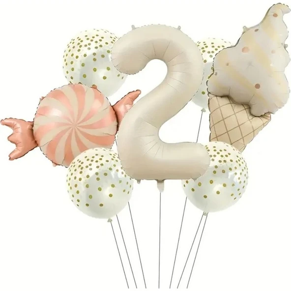 Parti Sürprizi Retro Dondurma Şeker 2 Yaş Folyo Balon Set ürün görseli