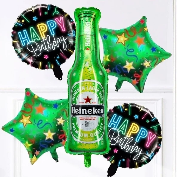 Parti Sürprizi Bira Şişesi Happy Birthday 5 Li Folyo Balon Set ürün görseli