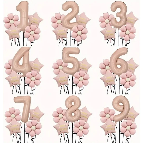 Parti Sürprizi Papatya Karamel Happy Birthday 1 Yaş Folyo Balon Set - Resim 2