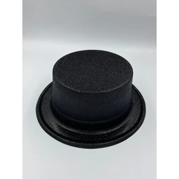 Parti Sürprizi Yılbaşı Partisi Simli Siyah Silindir Parti Şapkası ürün görseli