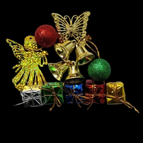 Parti Sürprizi Yılbaşı Partisi Melekli Çam Ağacı Süs 12 Adet ürün görseli