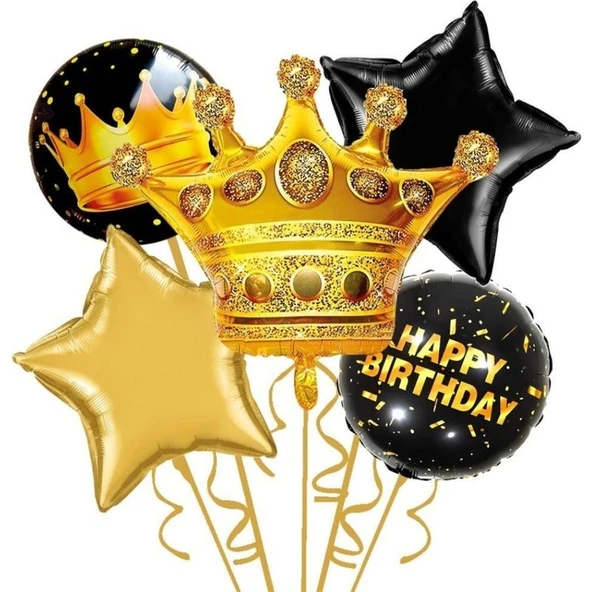 Parti Sürprizi Gold Kral Tacı Şekilli Folyo Balon 5 Li Set ürün görseli
