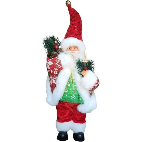 Parti Sürprizi Yılbaşı Partisi Çiçekli Noel Baba 30 cm Dekor Süs 1 Adet. ürün görseli
