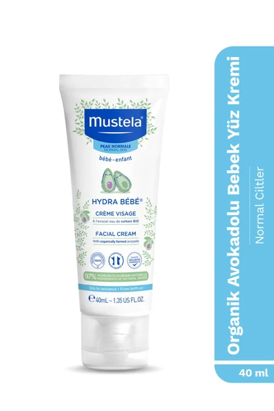Mustela Hydra Bebe Organik Avokado Içeren Nemlendirici Bebek Çocuk Yüz Kremi 40 ml