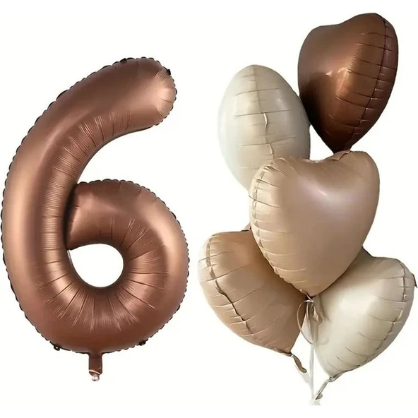 Parti Sürprizi Çikolata Karamel Kalpli 6 Yaş Folyo Balon Set ürün görseli