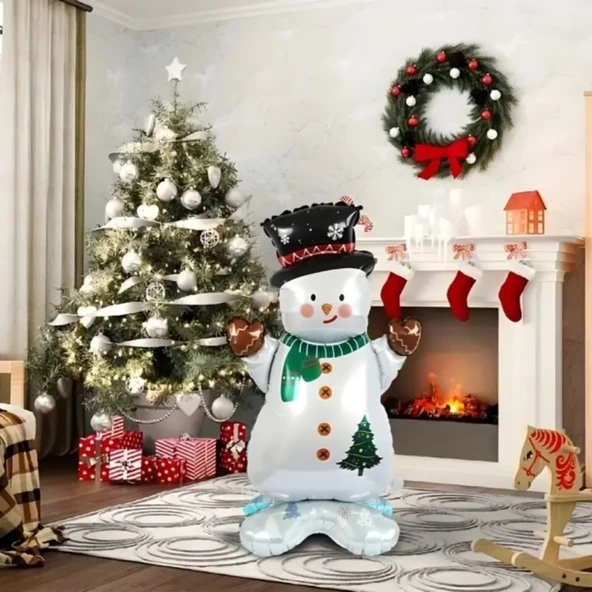 Parti Sürprizi yılbaşı Partisi Büyük Ayaklı Kardan Adam Folyo Balon - Resim 2