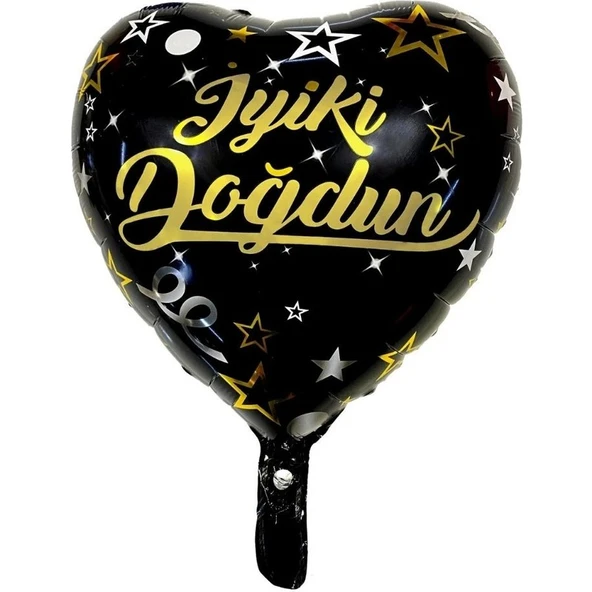 Parti Sürprizi Iyi Ki Doğdun Siyah Kalp Folyo Balon 1 Adet ürün görseli