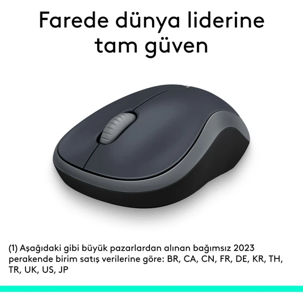 M185 USB Alıcılı Kompakt Kablosuz Mouse - Gri - 2
