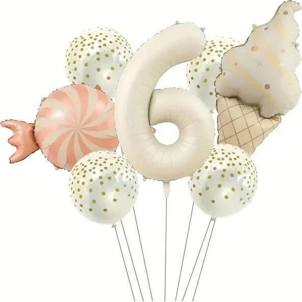 Parti Sürprizi Retro Dondurma Şeker 6 Yaş Folyo Balon Set ürün görseli