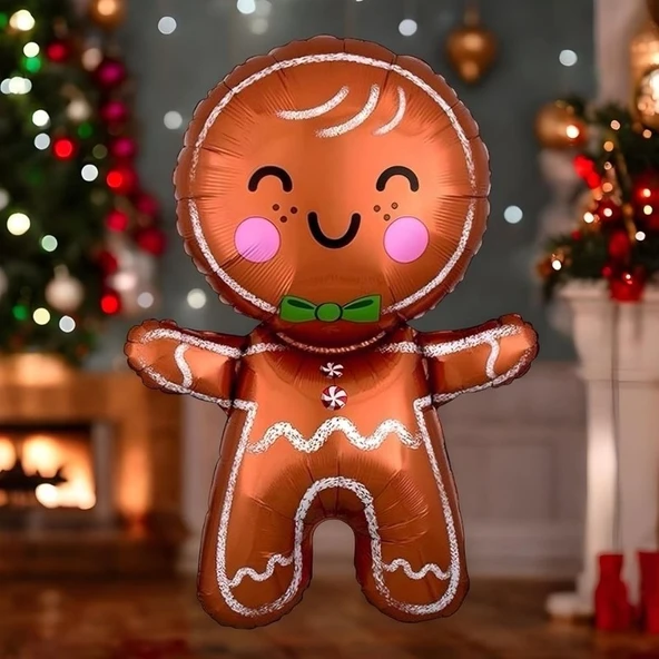 Parti Sürprizi Yılbaşı Partisi Kurabiye Adam Folyo Balon 1 Adet - Resim 2