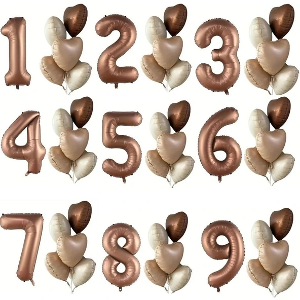 Parti Sürprizi Çikolata Karamel Kalpli 4 Yaş Folyo Balon Set - Resim 2