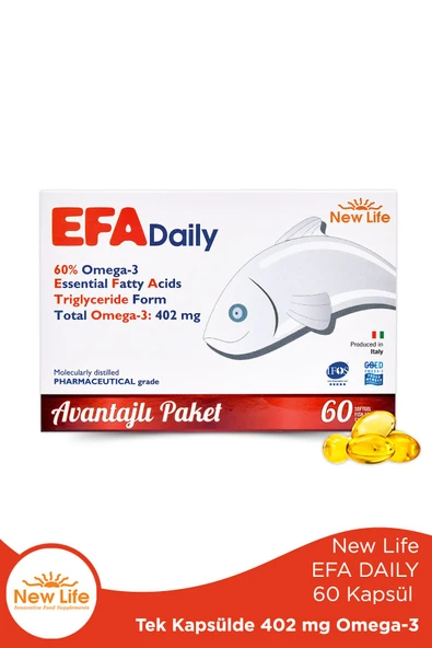 New Life Efa Daily 60 Balık Yağı Kapsülü - 402mg Omega3 - 221mg EPA - 147mg DHA ürün görseli 1