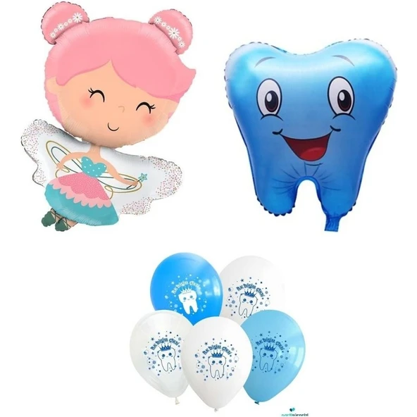 Parti Sürprizi Ilk Dişim Çıktı Diş Perisi Mavi Folyo Balon Set ürün görseli